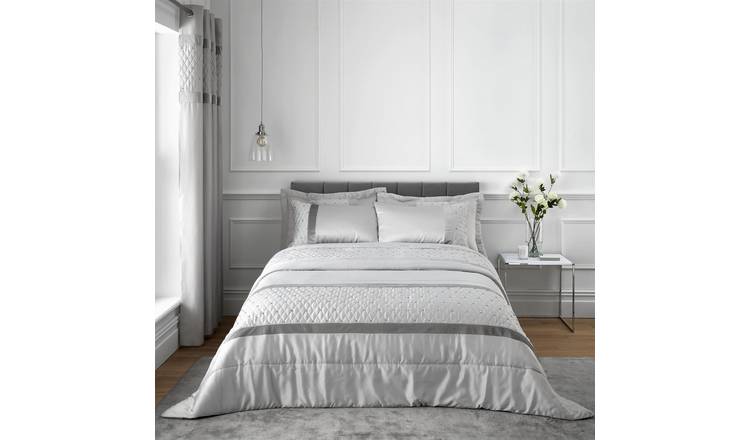 Catherine Lansfield Sequin Cluster Bedspread 240 x 260cm - Silver Grey