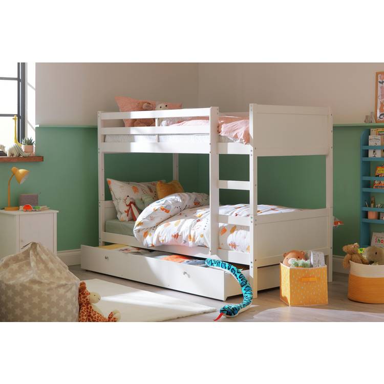 Habitat Detachable Bunk Bed, Drawer & 2 Mattresses -White 0