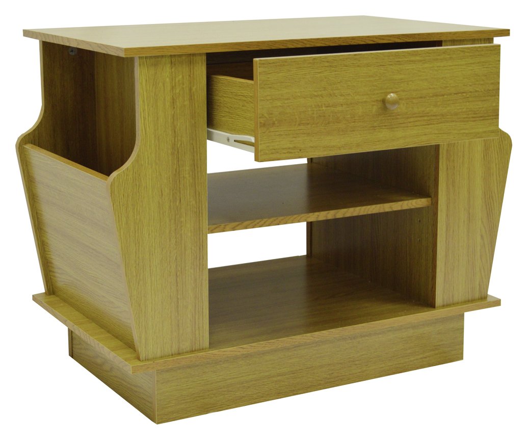 End Table with Magazine Rack and Storage - Oak Effect.