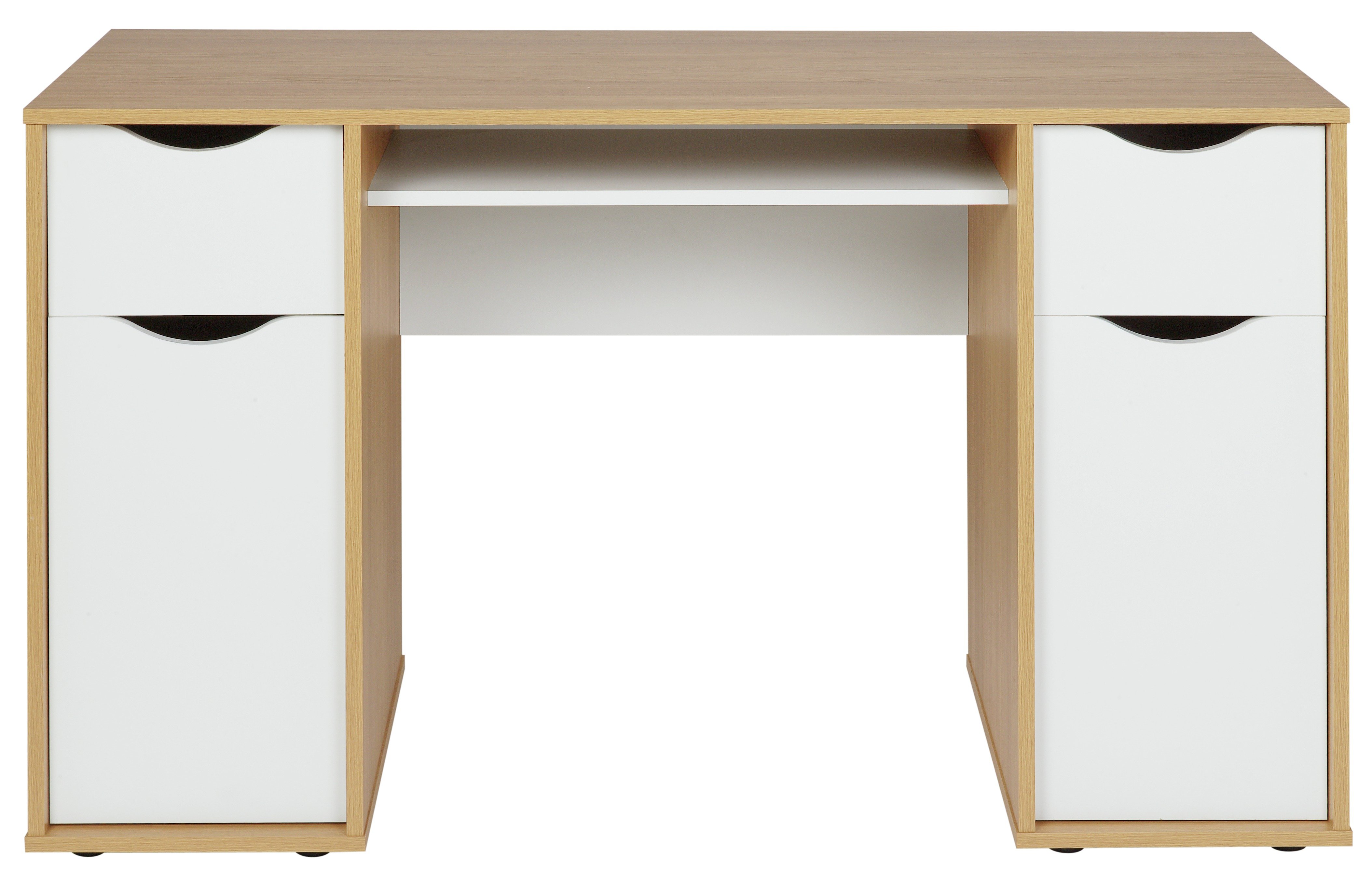 Argos Home Berkeley White & Oak Eff 2 Drw Dbl Pedestal Desk