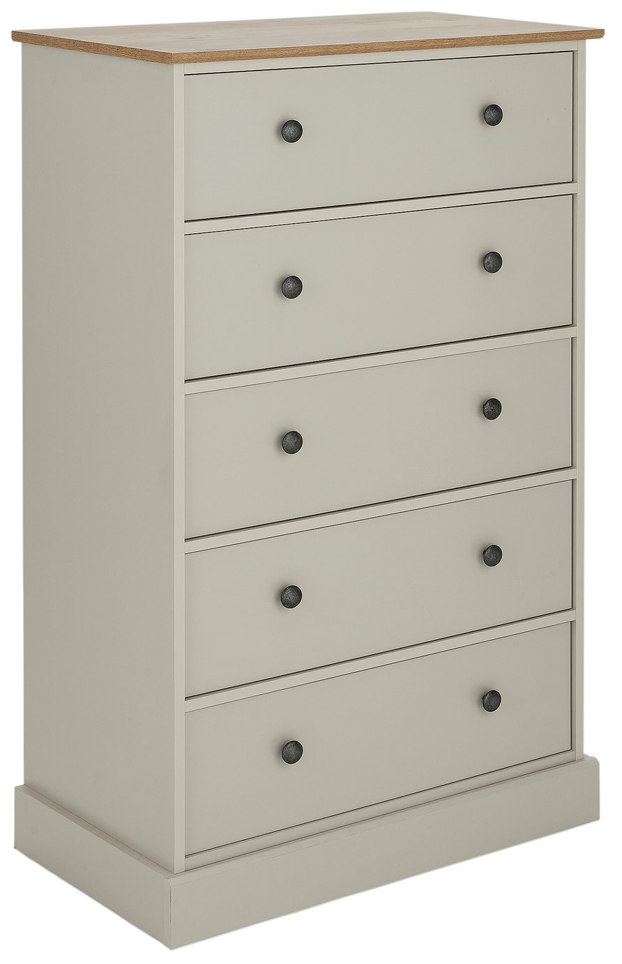 Argos Home Kensington 5 Drawer Chest - Soft Grey/Oak Effect