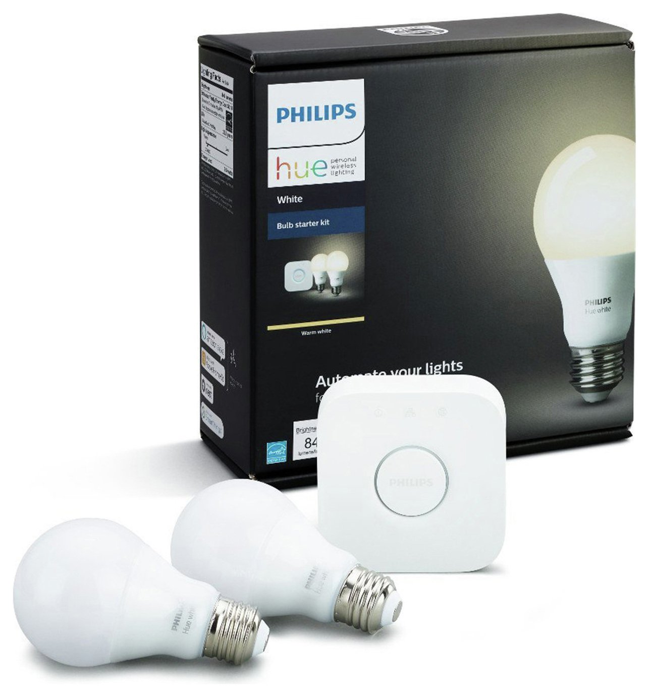 Philips Hue LED White Wireless Lighting E27 Starter Kit