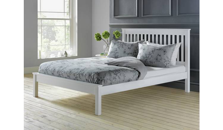 White king bed store frame wood