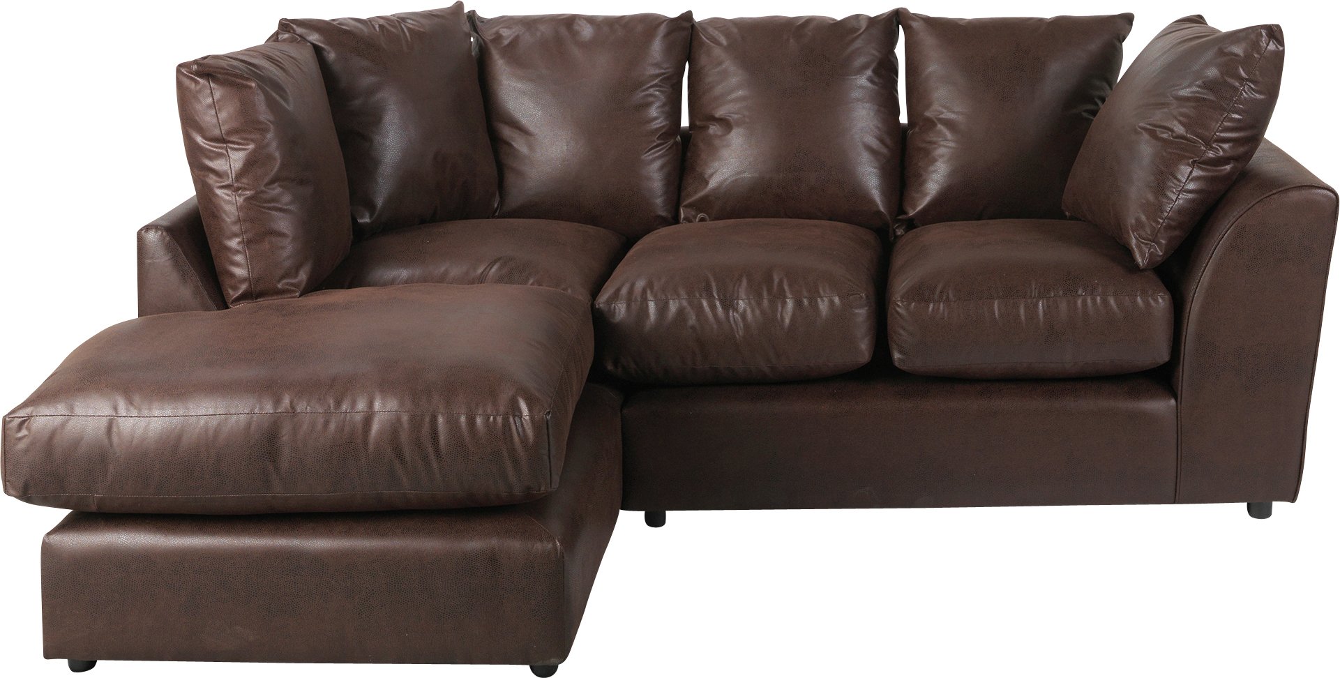 Argos Home New Alfie Leather Eff LH Corner Sofa - Dark Brown