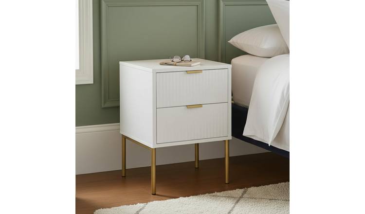 Home Treats Bedside Table Chest of 2 Drawers - White