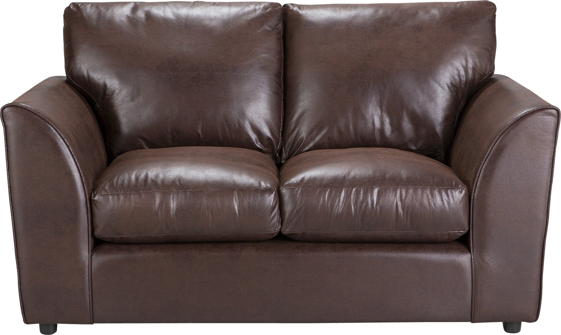 Argos Home New Alfie Compact 2 Seat Leather Eff Sofa - Brown