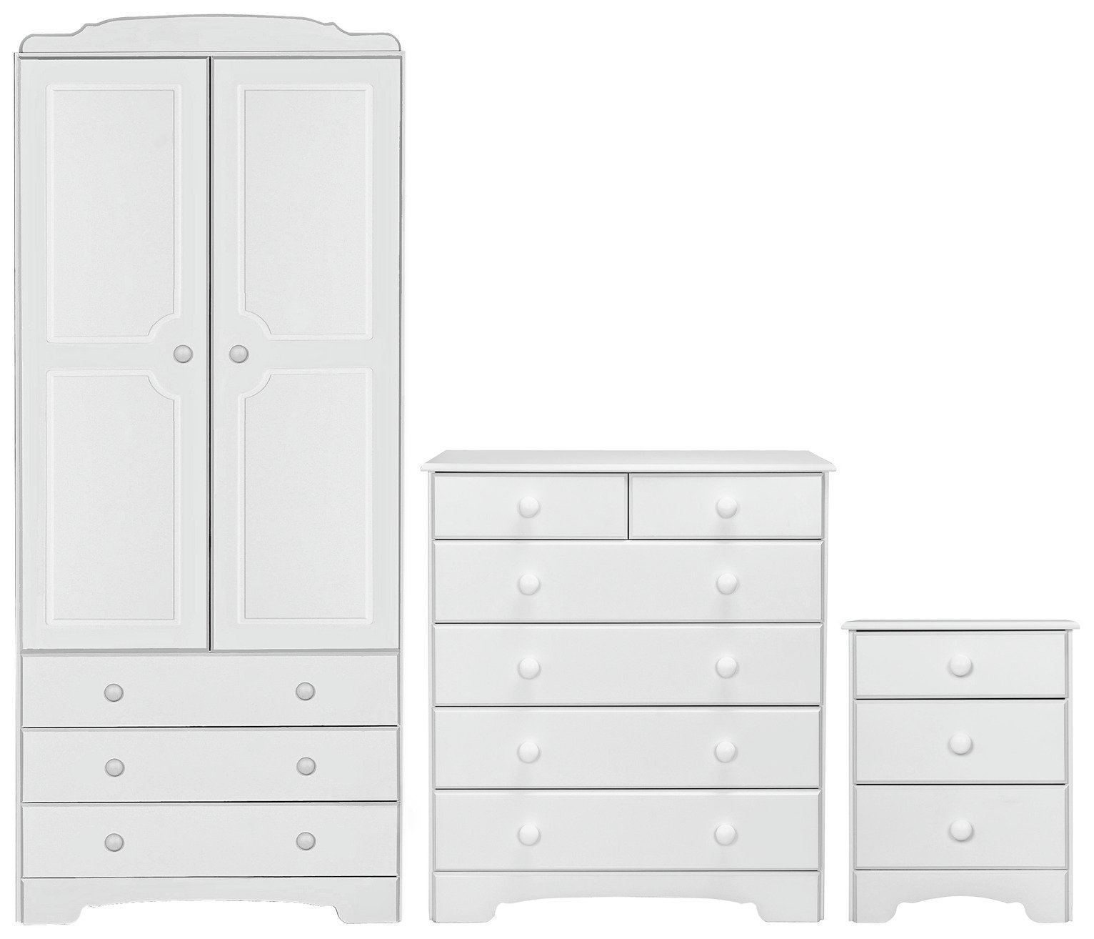 Argos Home Nordic 3 Piece 2 Door Wardrobe Set - Soft White