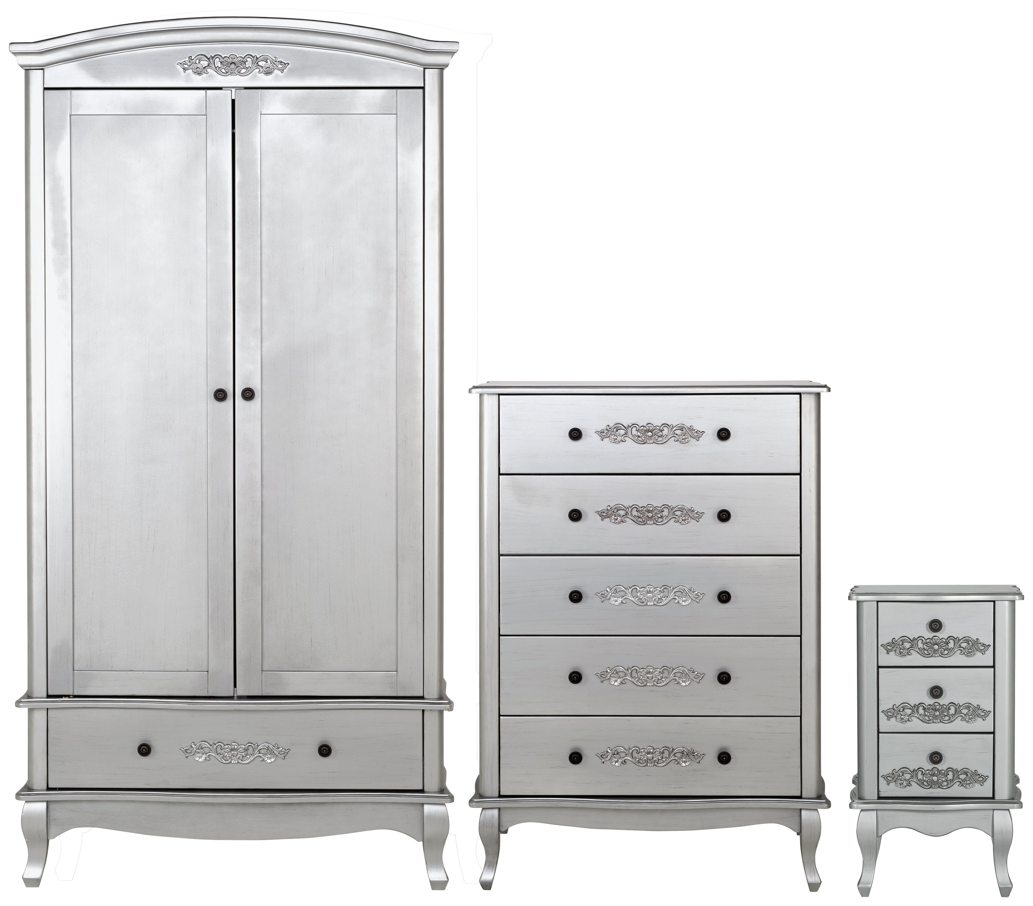 Argos Home Sophia 3 Piece 2 Door Wardrobe Set - Silver