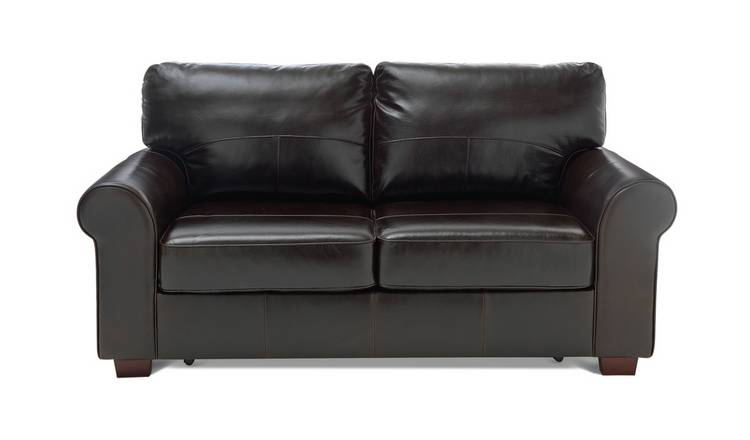 Dark brown store leather sleeper sofa