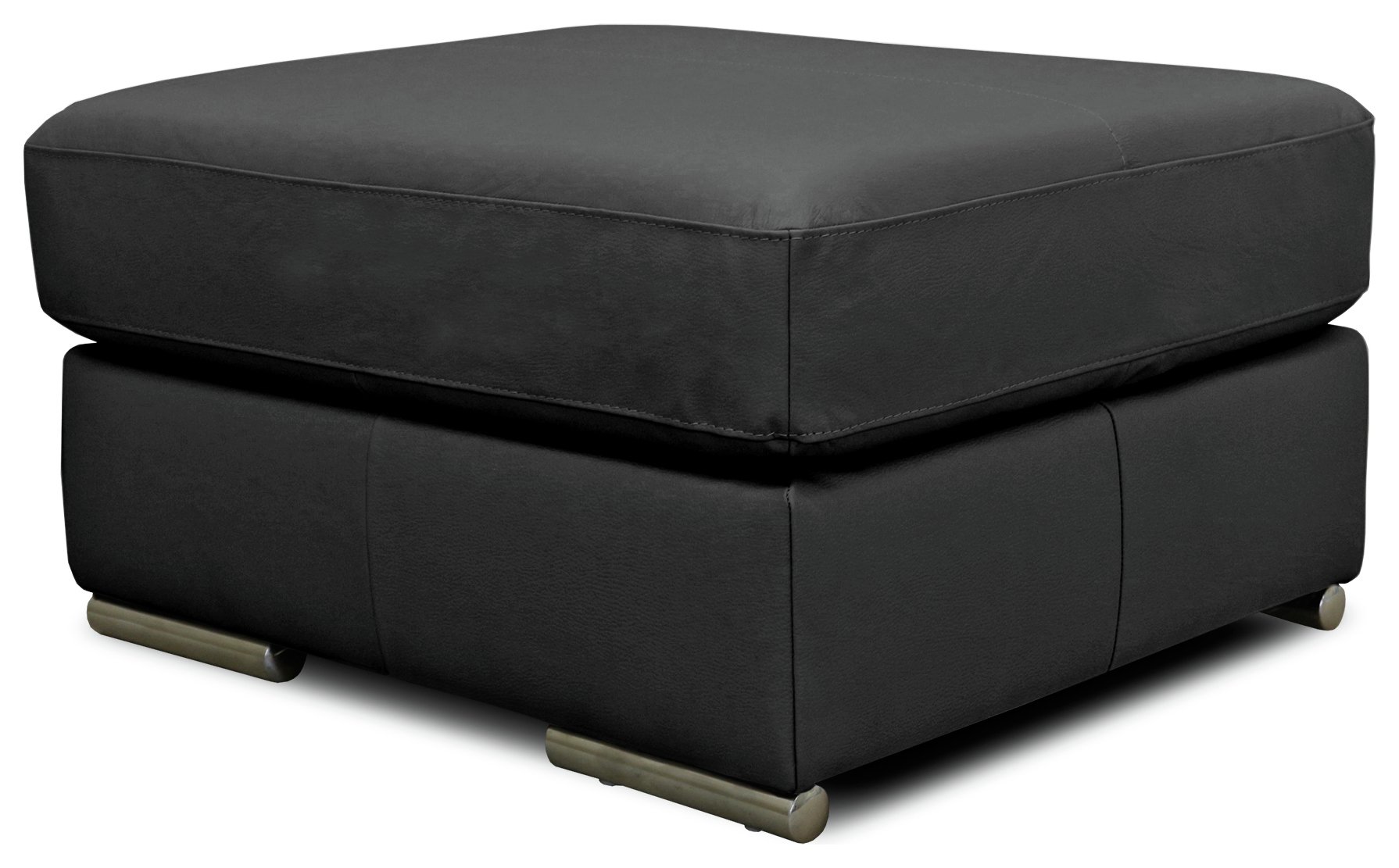 Argos Home Valencia Leather Ottoman Footstool - Black