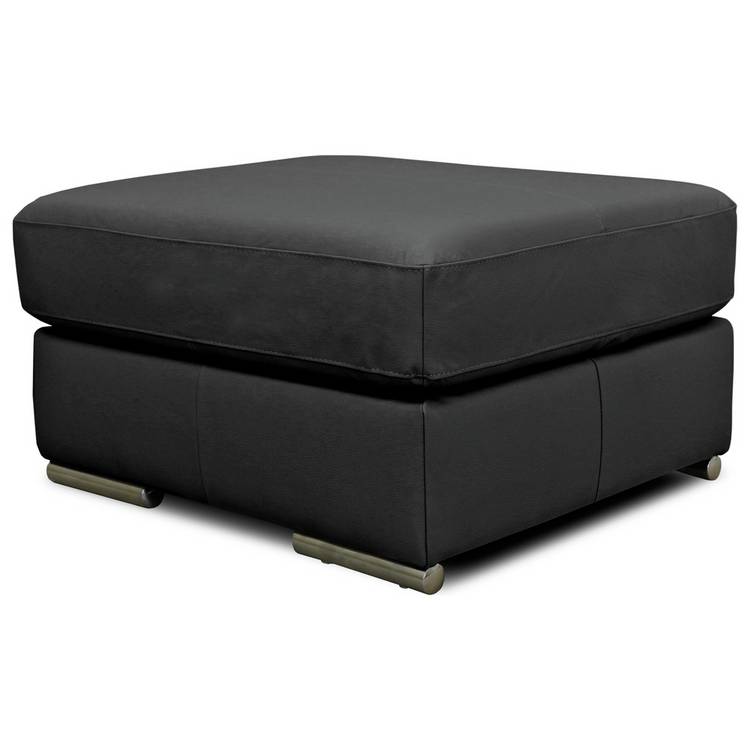 Argos Home Valencia Leather Ottoman Footstool - Black 0