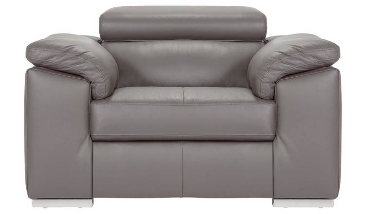 Buy Argos Home Valencia Leather Armchair - Light Grey | Armchairs and