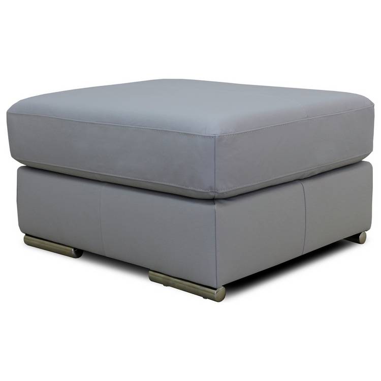 Argos Home Valenica Leather Ottoman Footstool - Light Grey 0