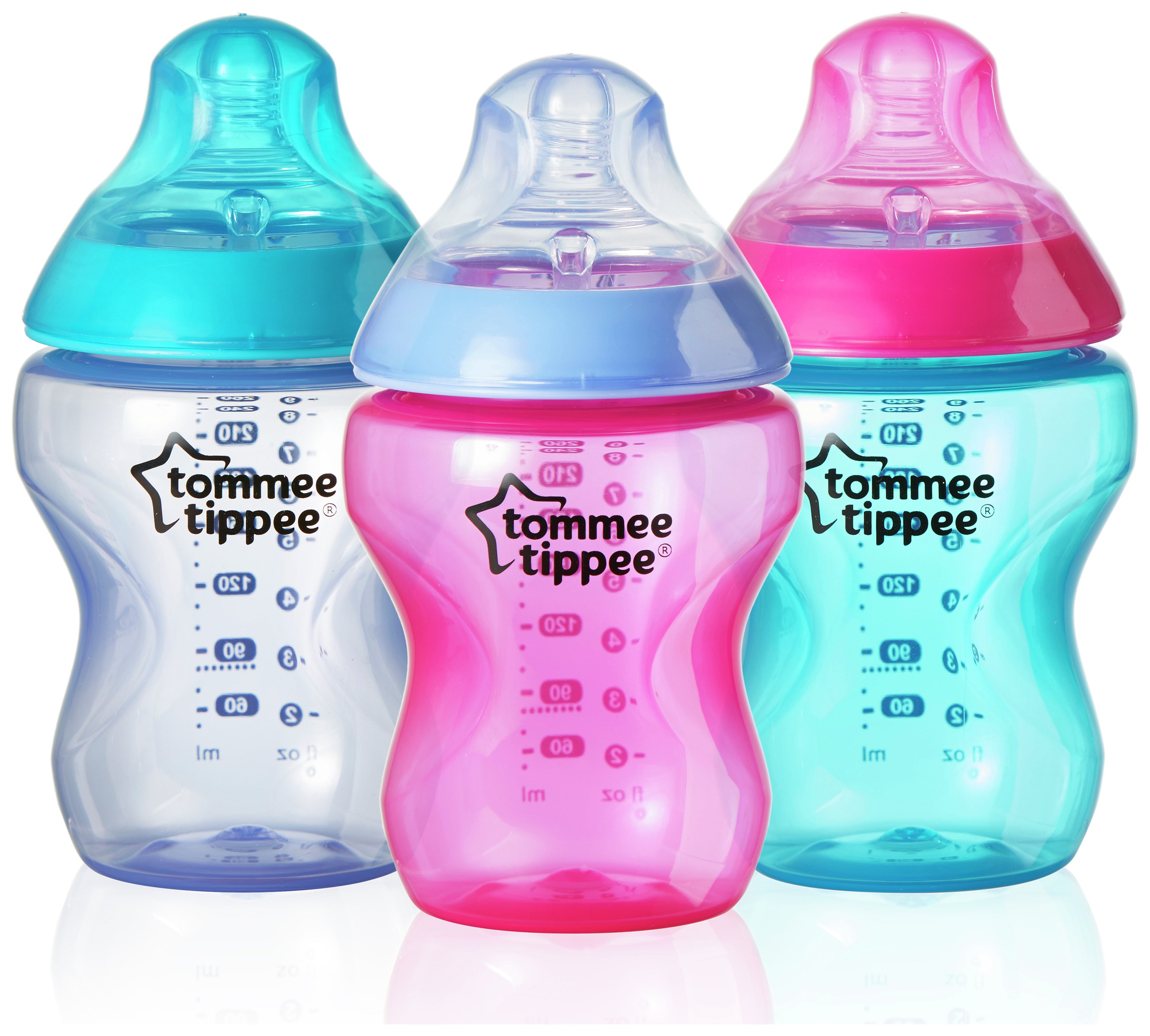 Tommee Tippee Closer to Nature Coloured Bottles - 3 Pack