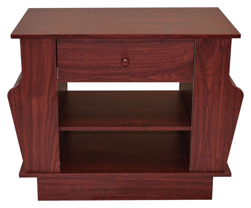 End Table with Magazine Rack and Storage - Mahogany Effect.