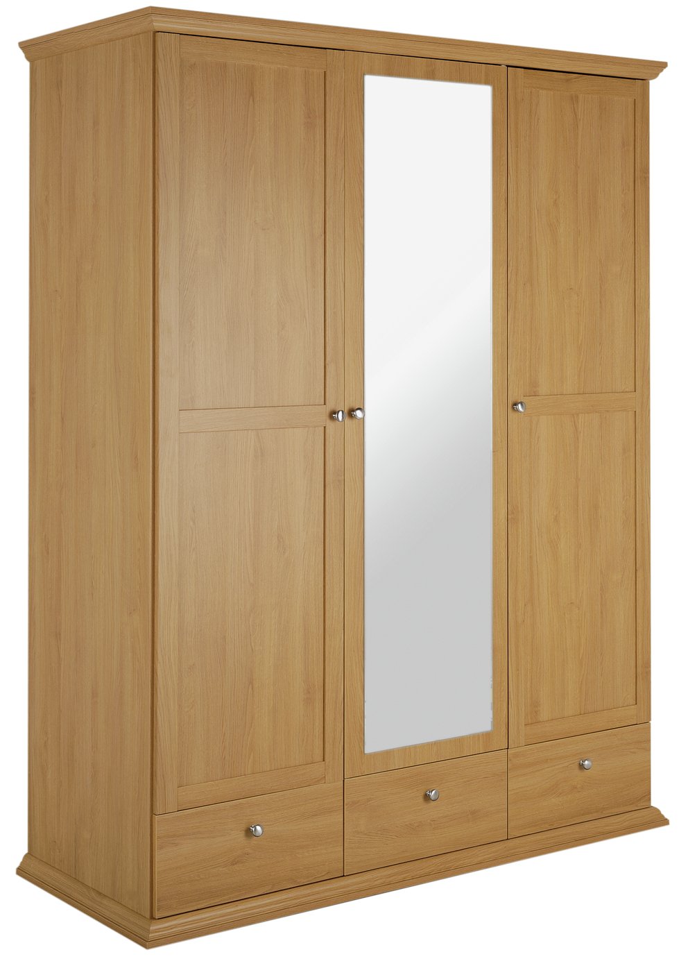 Argos Home Canterbury 3 Dr 3 Drw Mirrored Wardrobe - Oak Eff