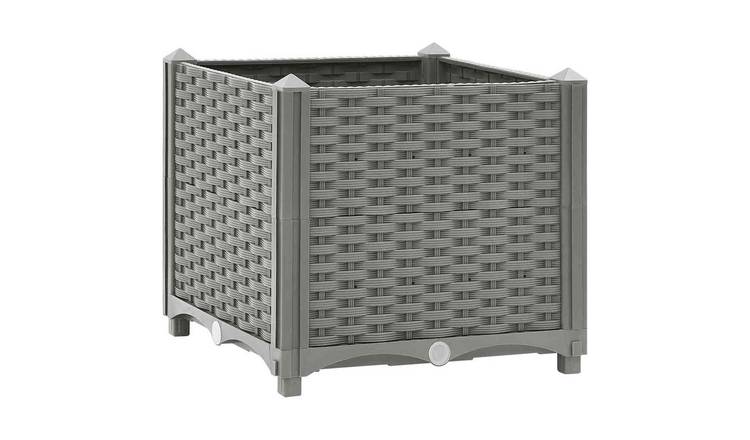 Walplus Polypropylene Raised Garden Bed - Light Grey - 40 x 40 x 38 cm
