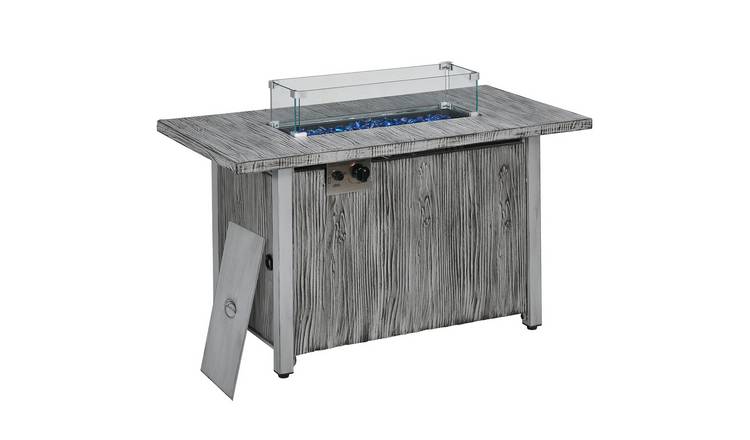 Outsunny 50000 BTU Propane Gas Wood Effect Fire Pit Table – Grey