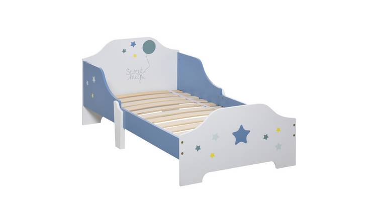 HOMCOM Star Theme Wooden Kids Bed Frame - Blue White