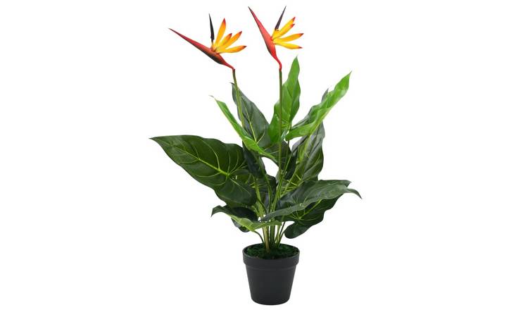 Walplus Artificial Strelitzia Reginae Plant Bird of Paradise - Green and Red - 1