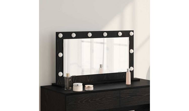 Walplus LED Rectangular Wood Vanity Mirror - Black - 80 x 45 x 18 cm