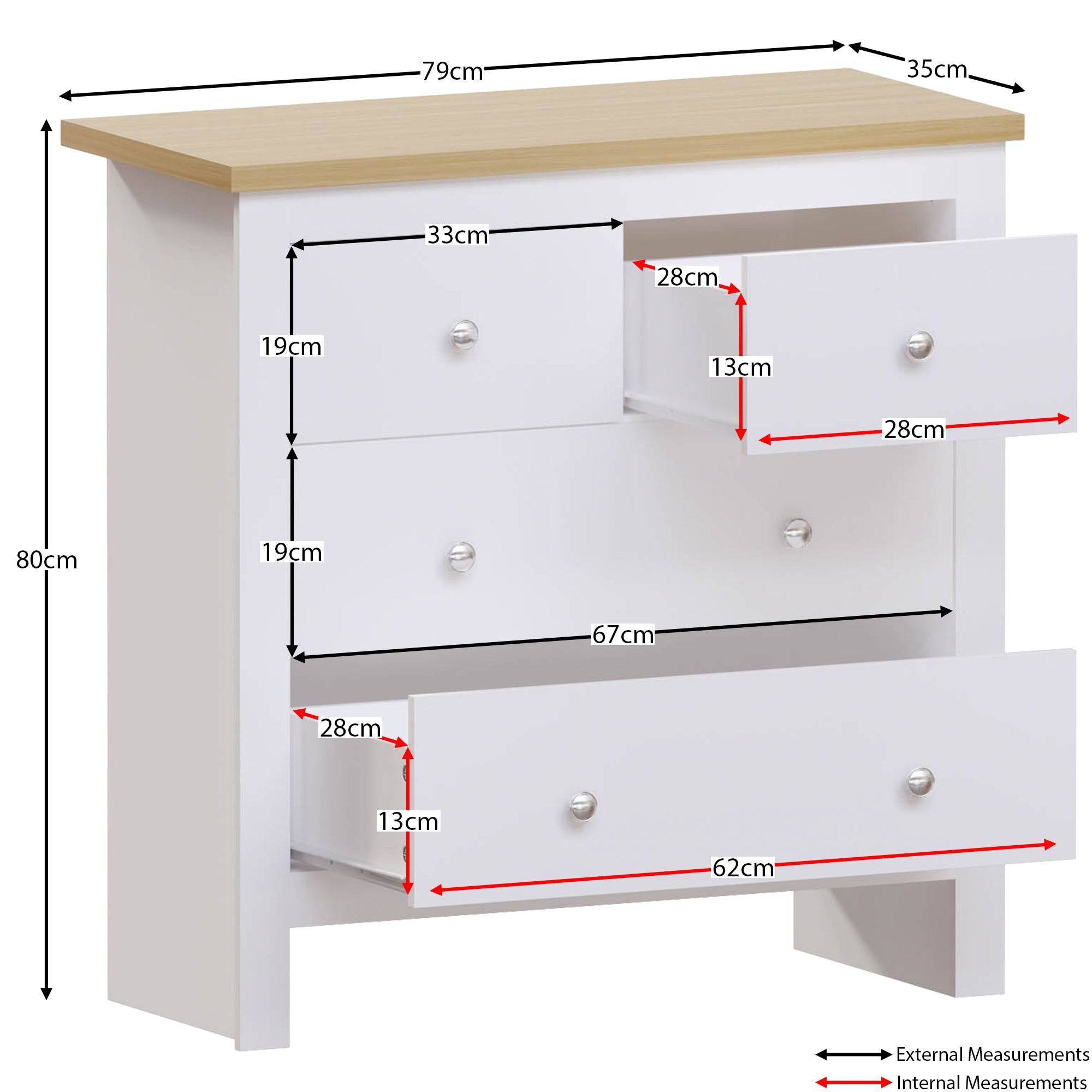 Vida Designs Arlington 2+2 Drawer Chest - White - Image 6