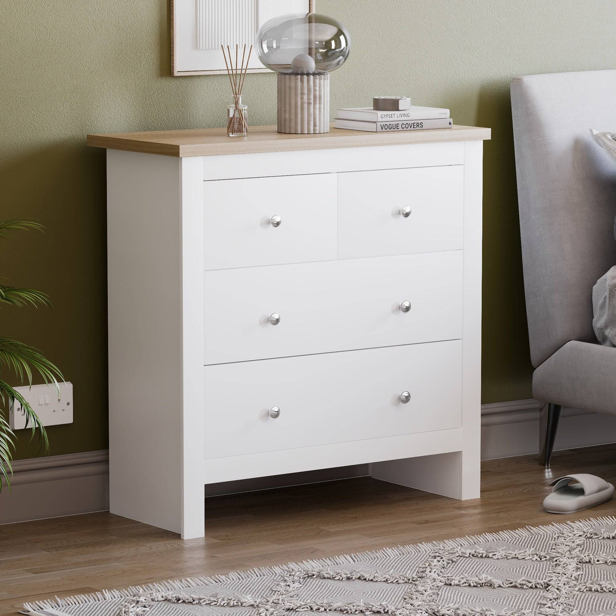 Vida Designs Arlington 2+2 Drawer Chest - White - Image 1
