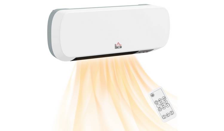 HOMCOM Wall Mounted Electric Heater with Remote Control - White