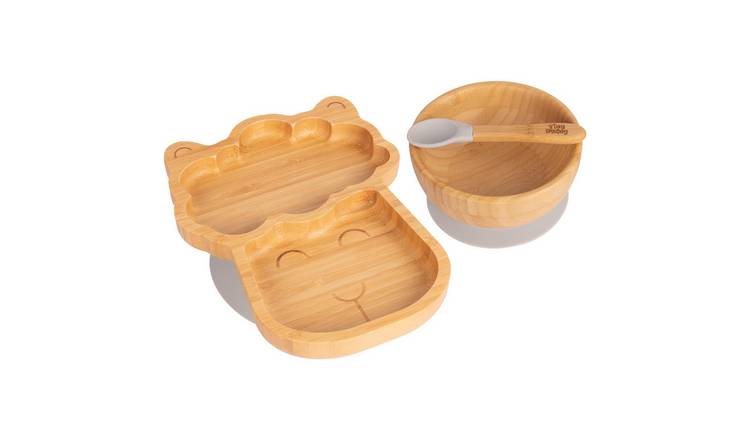 Tiny Dining Children's Bamboo Suction Llama Dinner Set - Grey