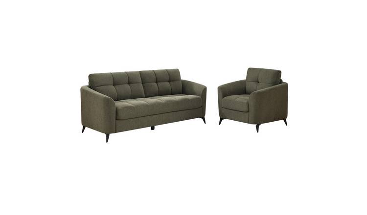 Furniture Online Solna Scandi Style Linen 1+3 Seater Sofa Set - Green