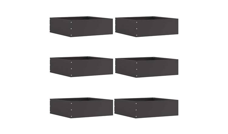 Walplus Pack of 6 Steel Lawn Edging - Black - 40 x 40 x 13 cm