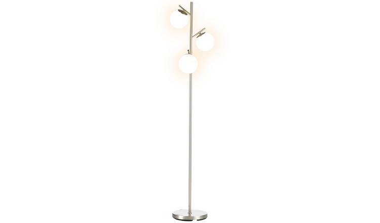 HOMCOM 3 Light Globe Glass Tree Floor Lamp - Silver