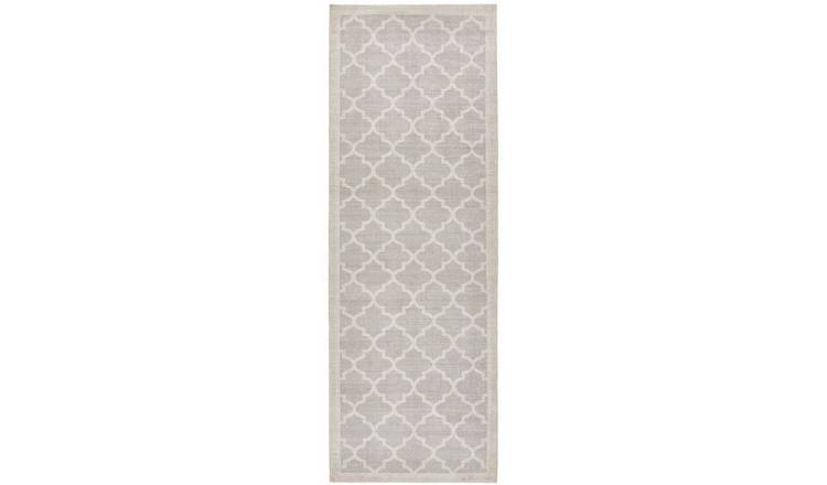 The Rugs Cream Origins Trellis Runner Rug - 67 x 200cm