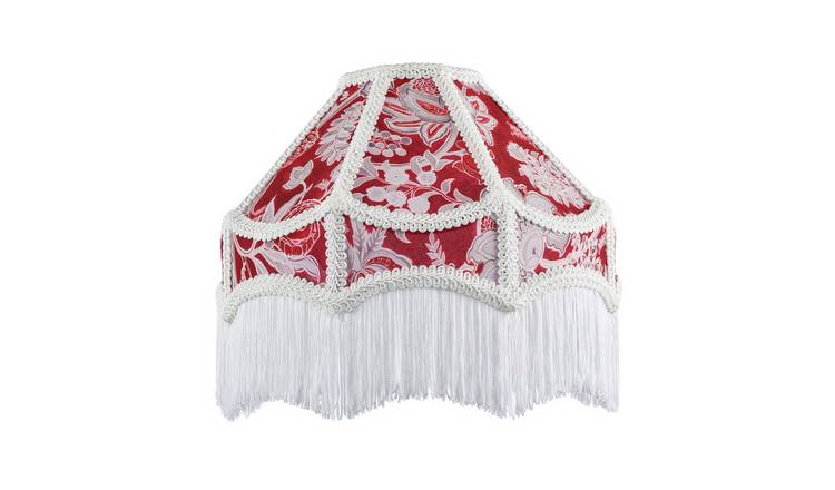Happy Homewares Vintage Victorian Floral Pendant in Burgundy Lampshade - 30cm