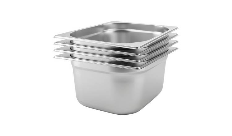 Argon Tableware Steel Gastronorm Containers 1/2 - 8.5L - Set of 4