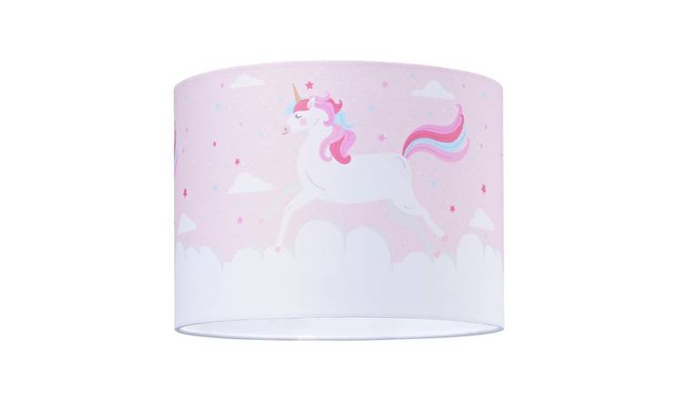 Happy Homewares Soft Pink Cotton with Dancing Unicorns Lampshade - 25cm