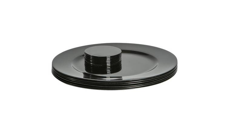 Argon Tableware 12 Piece Metallic Charger Plates Set - Black