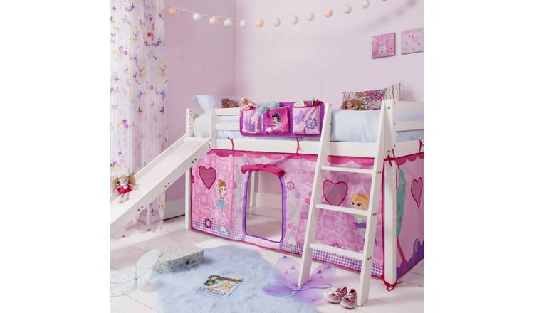 Noa & Nani Moro Midsleeper Cabin Bed With Slide & Fairies Tent - White