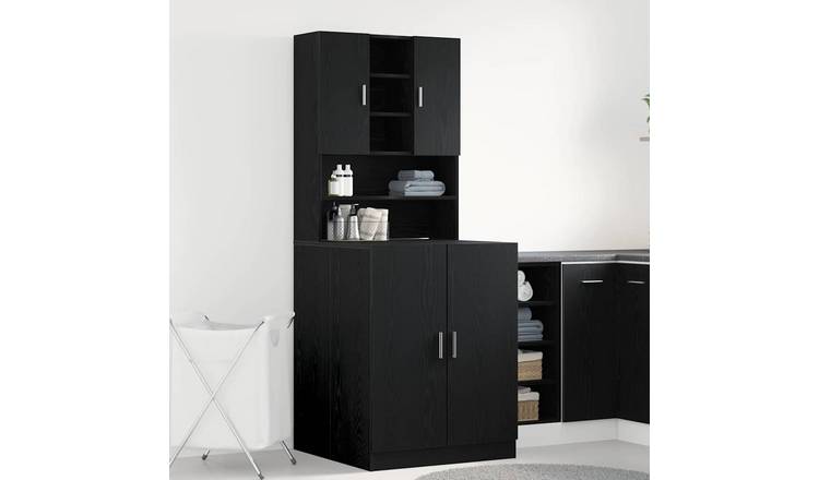 Walplus Pack of 2 Washing Machine Cabinet - Black Oak - 70.5 x 71.5 x 181.5 cm