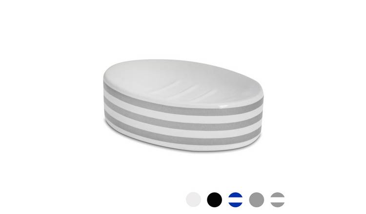 Harbour Housewares Ceramic Soap Dish - Grey Stripe