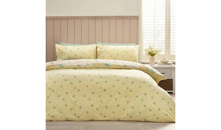 Catherine Lansfield Daisy Patchwork Duvet Cover Set - Single - Yellow