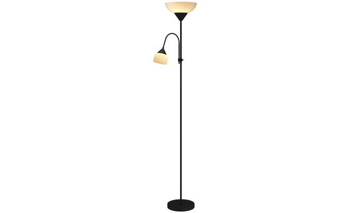 HOMCOM Dimmable LED Floor Lamp with Adjustable Gooseneck - Black