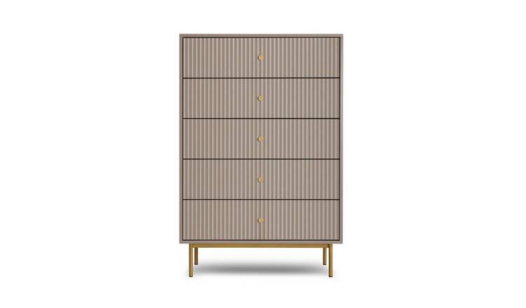 HomeGardenDirect Devon Fluted Large Chest of Drawers - Grey