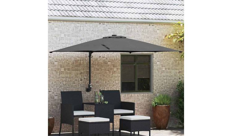 Walplus Polyester Manual Garden Parasol - Anthracite - 247.5 x 248.5 x 160 cm