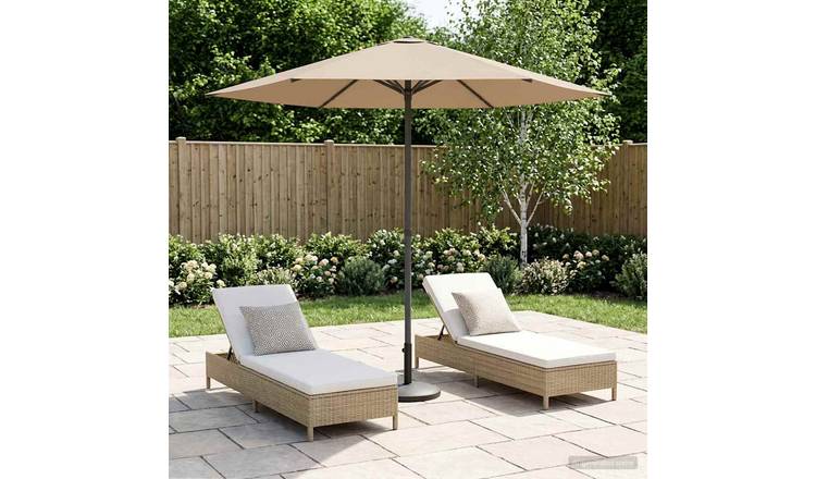 Walplus Rectangular Polyester Garden Parasol - Taupe - 226 x 226 x 223 cm