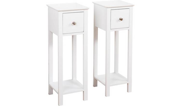 Home Treats Slim Set of 2 Bedside Tables - White