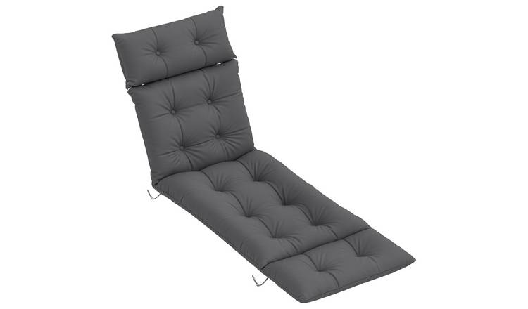 Outsunny Outdoor Sun Lounger Cushions with Ties - Dark Grey