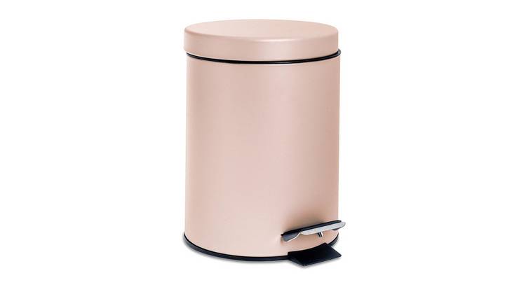 Harbour Housewares Round Bathroom Pedal Bin - 3 Litre - Matt Pink
