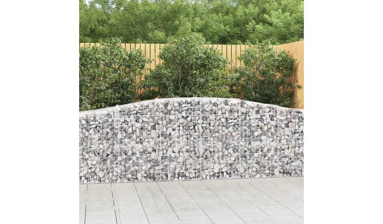 Walplus Pack of 3 Galvanised Iron Gabion Basket - Silver - 400 x 50 x 80-100 cm
