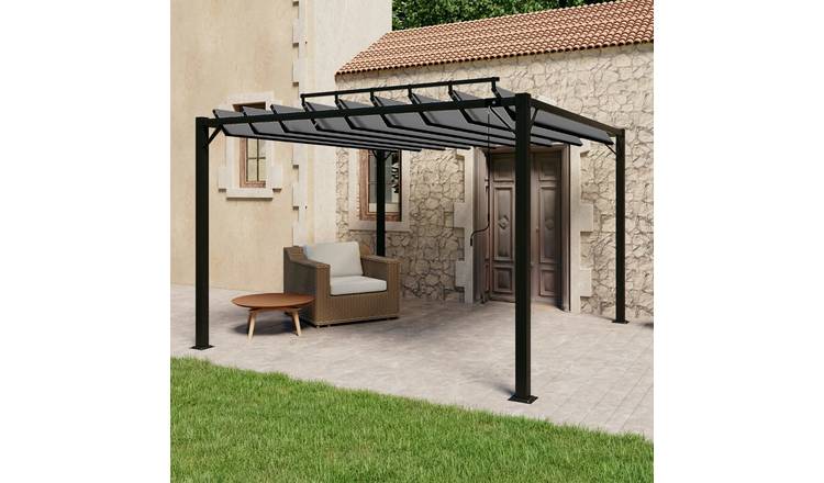 Walplus 3 x 3 m Fabric Aluminium Gazebo with Louvered Roof - Anthracite